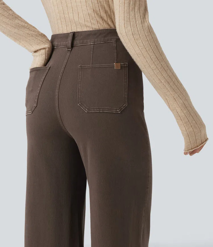 Halara Flex High Waisted Tummy Control Wide Leg colourful Casual Jeans with Pockets