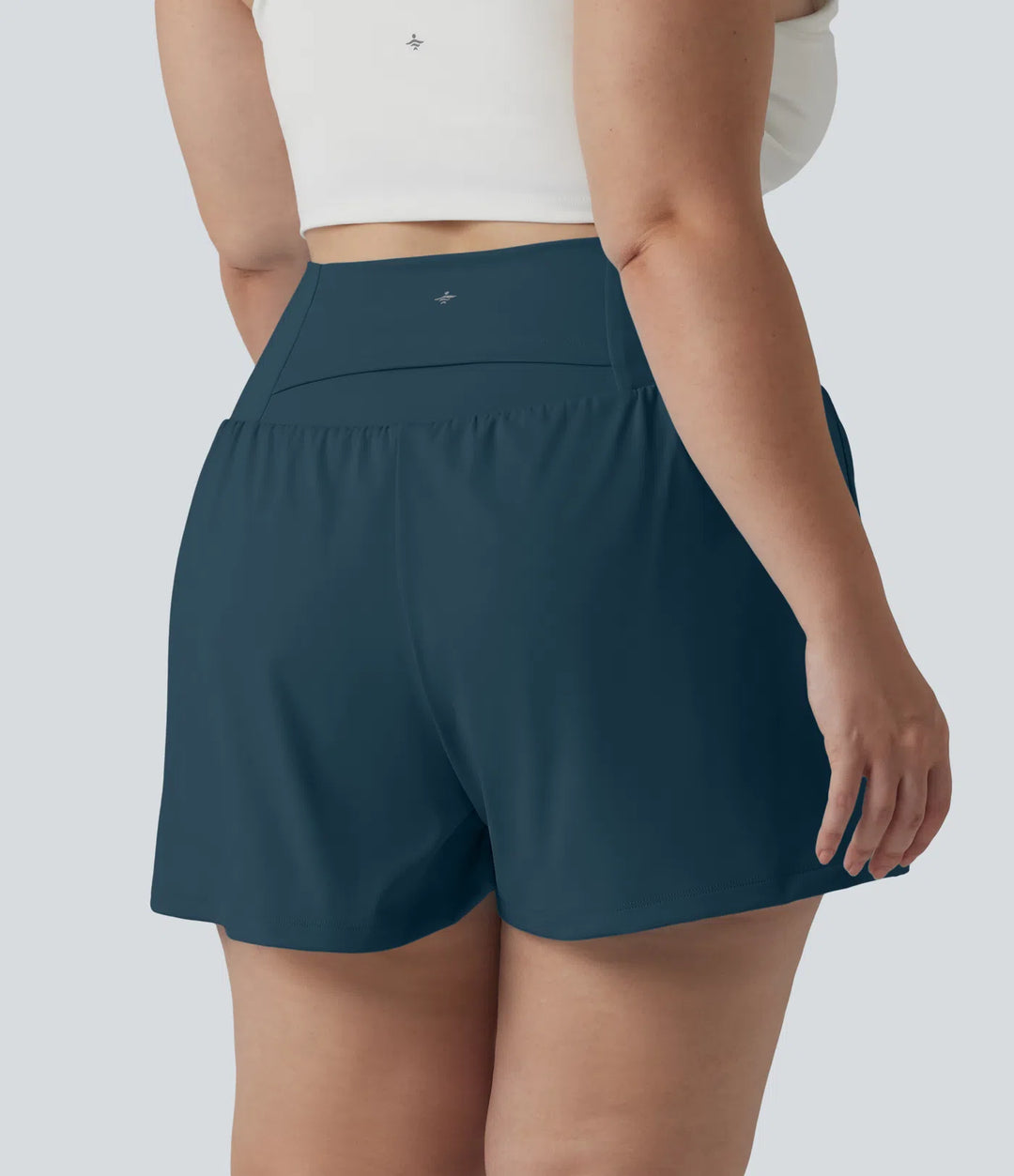 Super High Waisted Back Pocket &amp; Side Hidden Pocket 2-in-1 Yoga Plus Size Shorts 4&