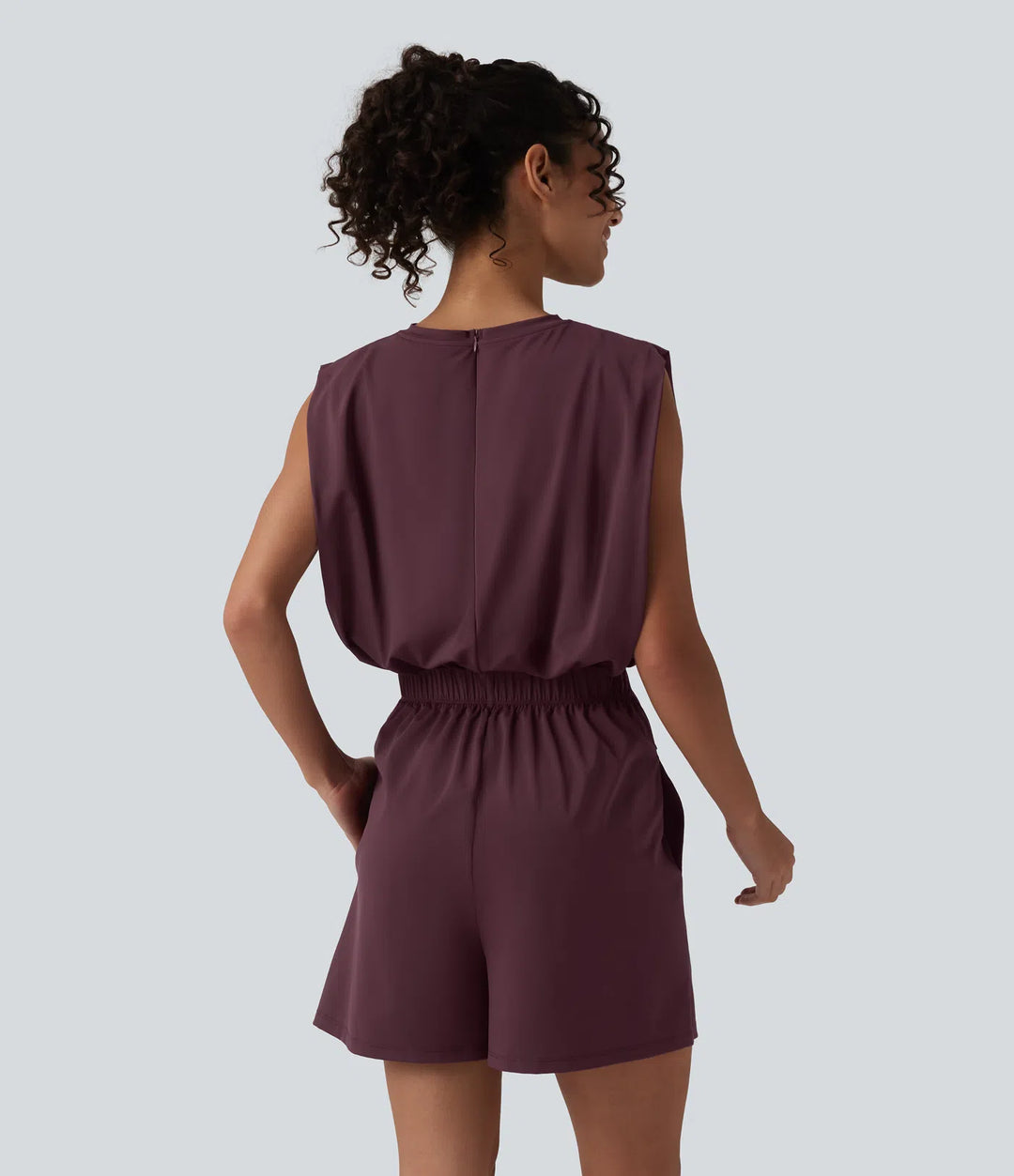 Round Neck Sleeveless Tie-front InstantCool Casual Playsuit with Pockets-Easy Peezy-UPF50+