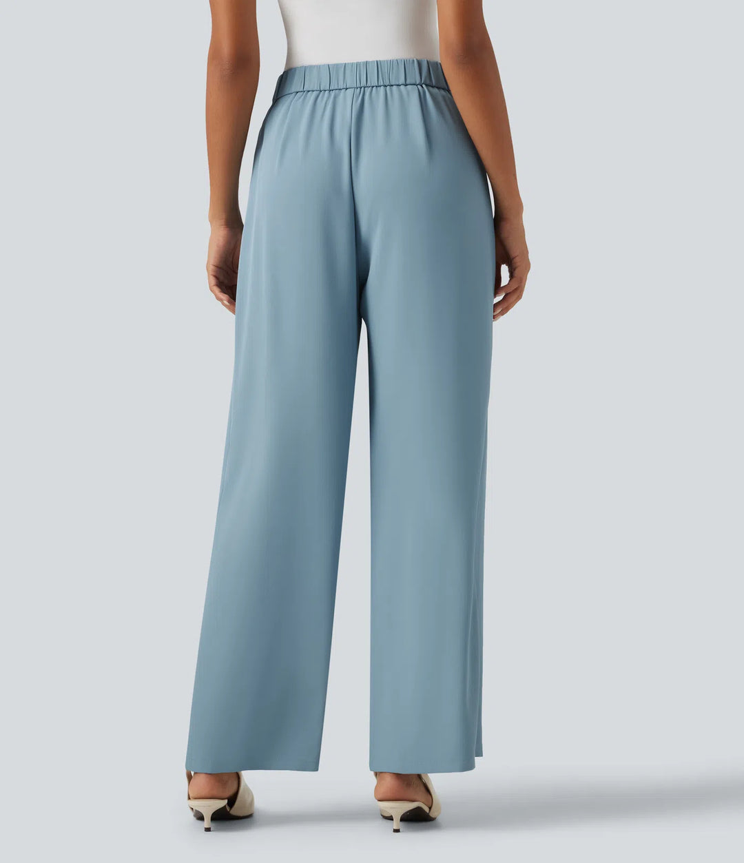 Halara Flex High Waisted Tie Side Wide Leg Work Trousers