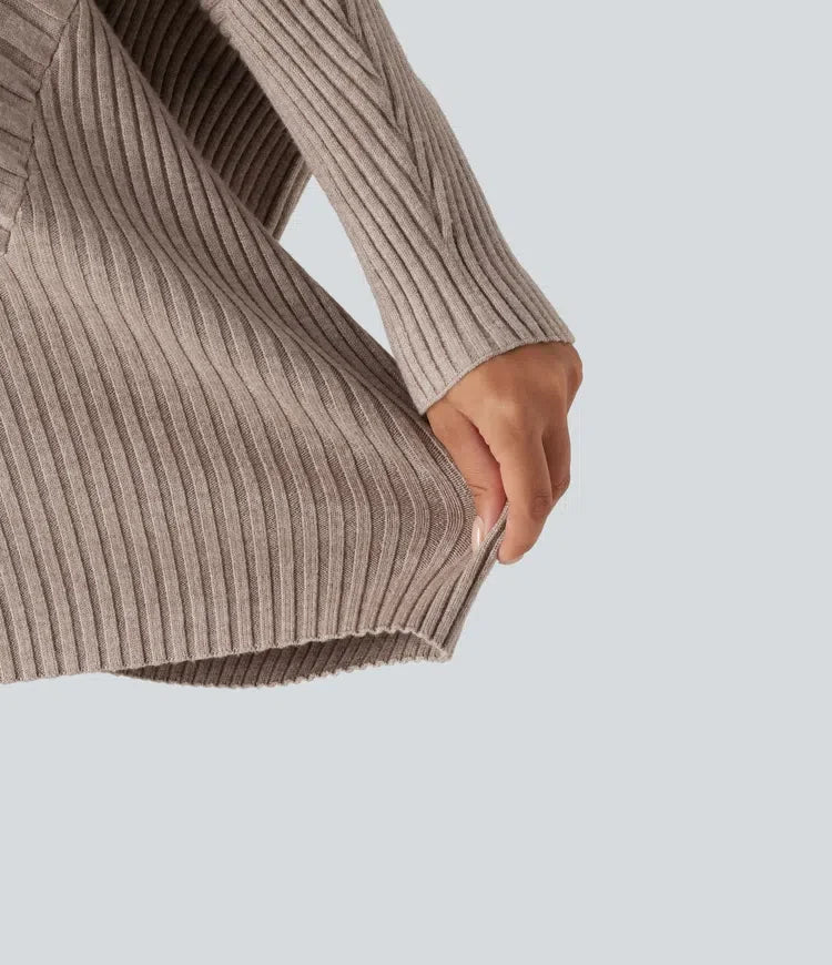 High Neck Batwing Long Sleeve Oversized Casual Jumper