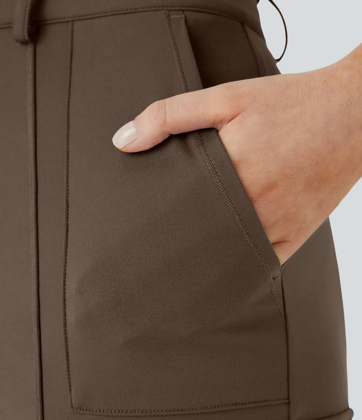 DayStretch High Waisted Zipper Pockets Solid Skinny Cargo Trousers