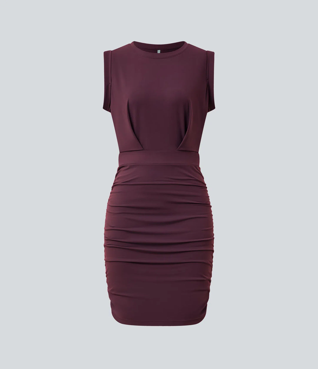 SoftlyZero Airy Round Neck Sleeveless Ruched InstantCool Bodycon Mini Party Dress