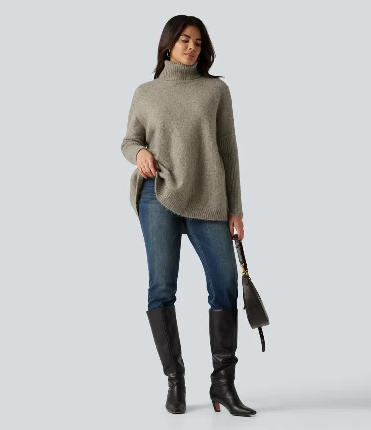 High Neck Long Sleeve Oversized Casual Jumper