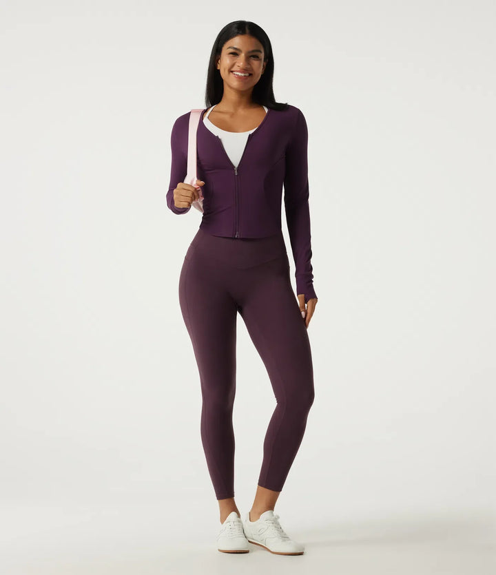 Halara UltraSculpt V Neck Long Sleeve Yoga Jacket with Pockets
