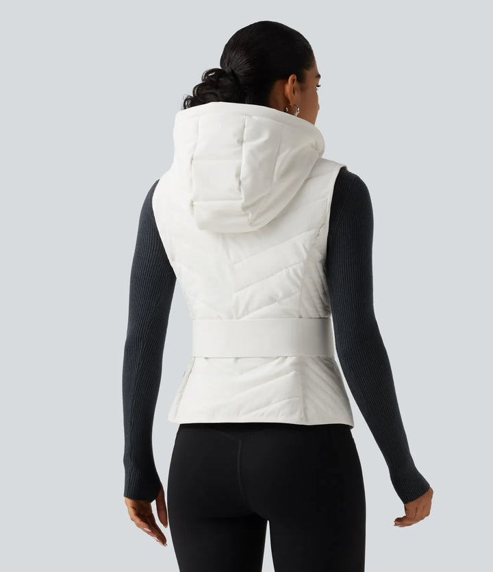 PuffFlex Removable Hood Quilted Casual Padded Vest with Pockets