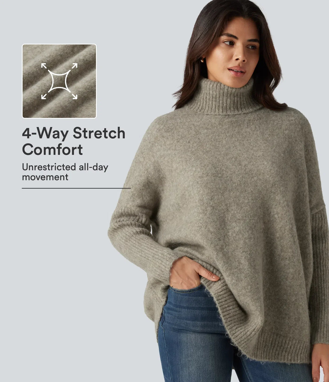 High Neck Long Sleeve Oversized Casual Jumper