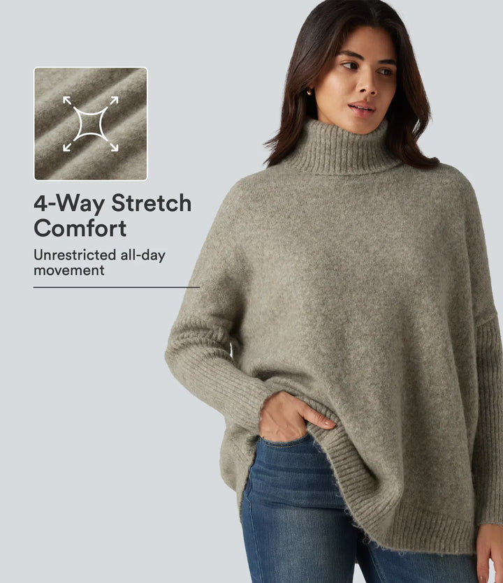 High Neck Long Sleeve Oversized Casual Jumper