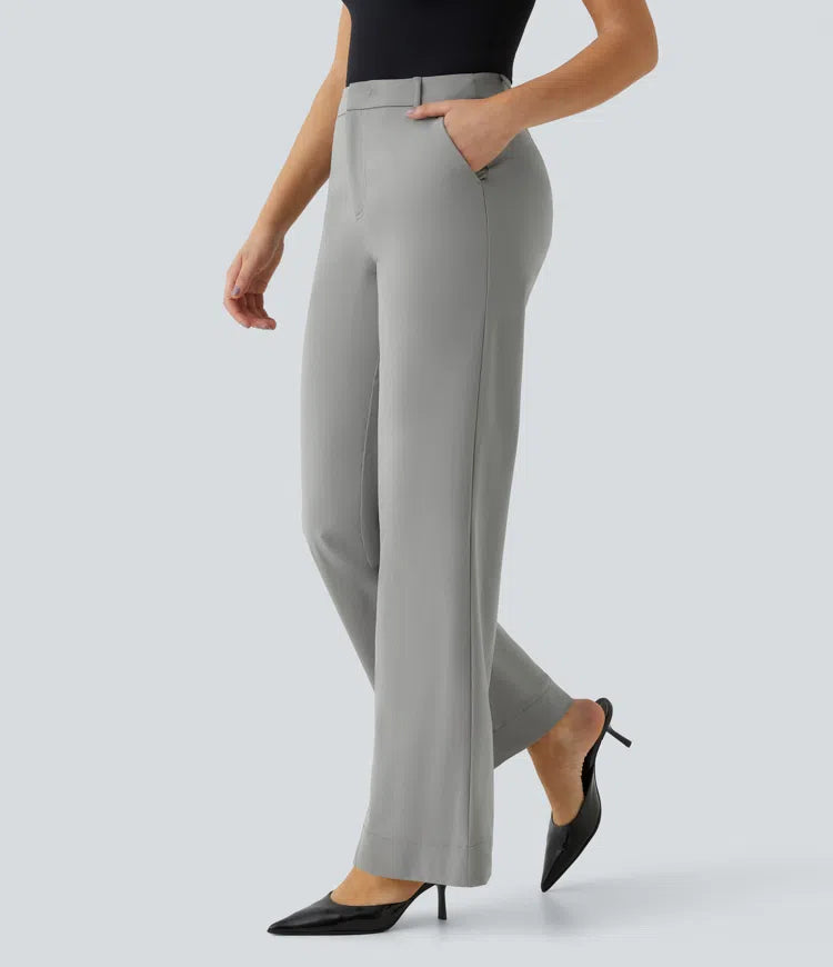 Halara Flex Mid Rise Pocket Straight Leg Work Trousers