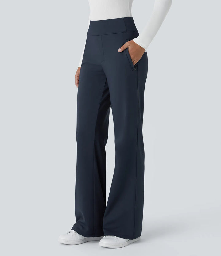 Halara Flex DayStretch Mid Rise Side Zipper Pocket Work Flared Trousers