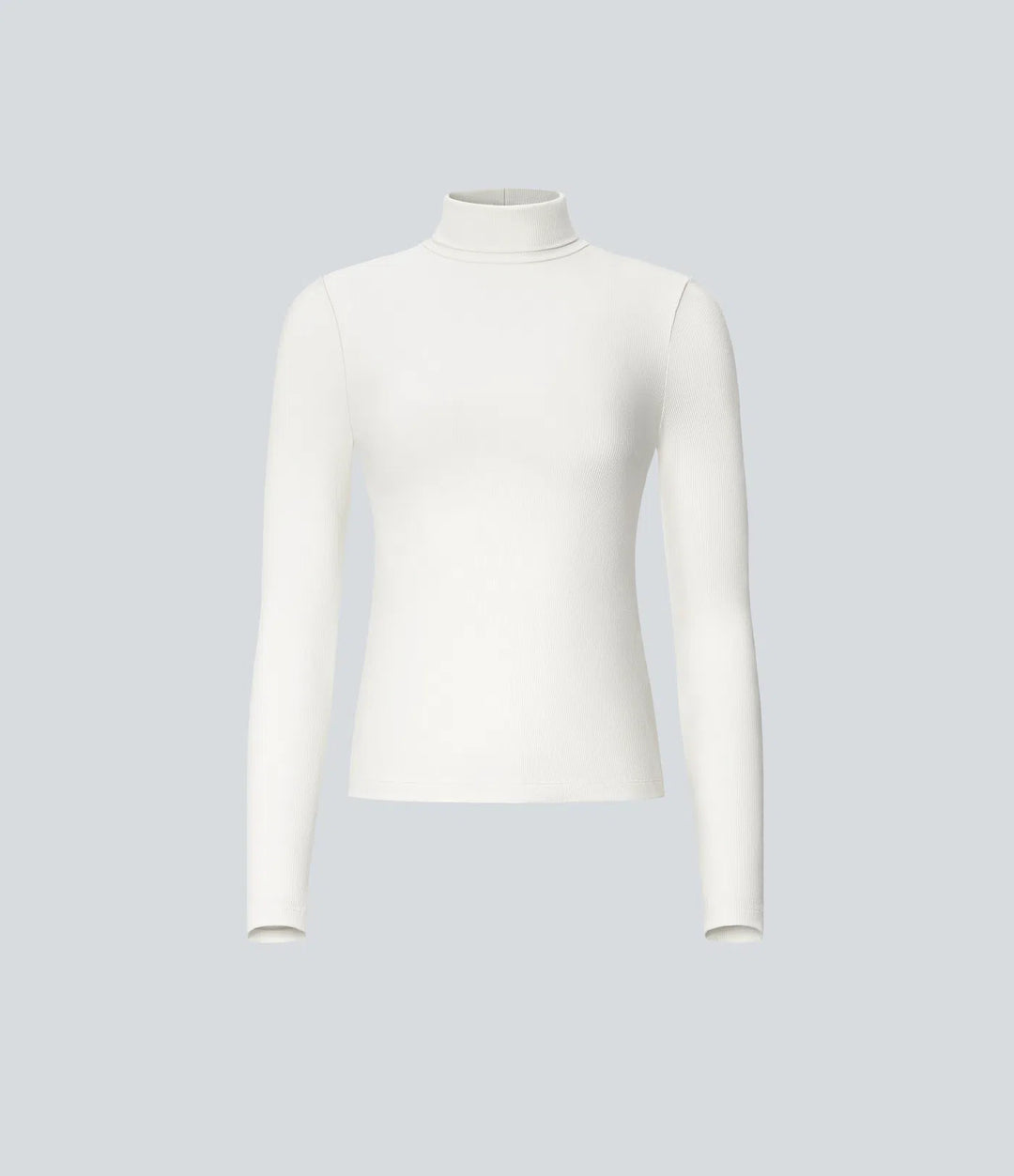 Ribbed Knit High Collar Long Sleeve Casual Top