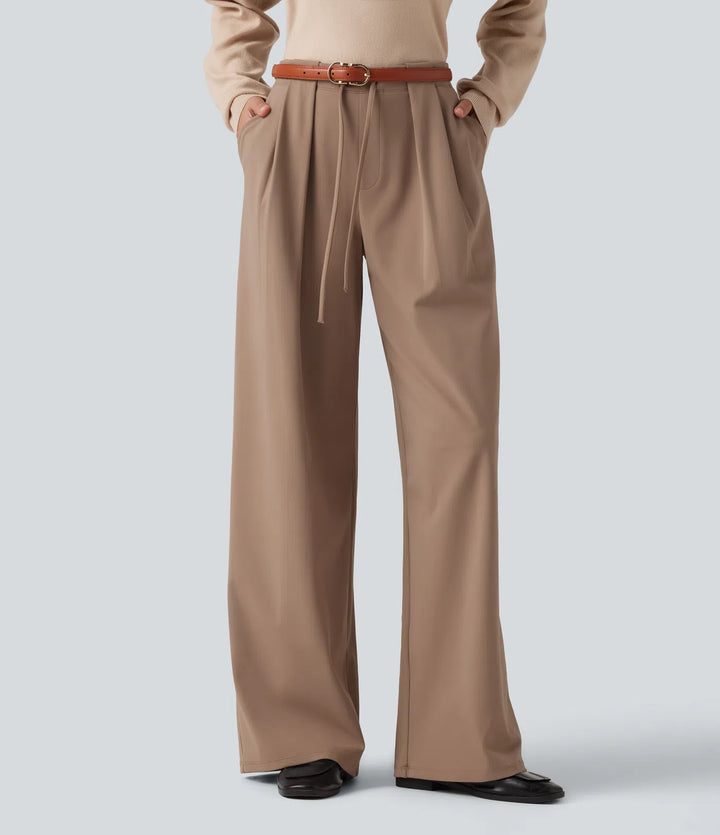 Halara Flex DayStretch Mid Rise Drawstring Wide Leg Work Trousers with Pockets