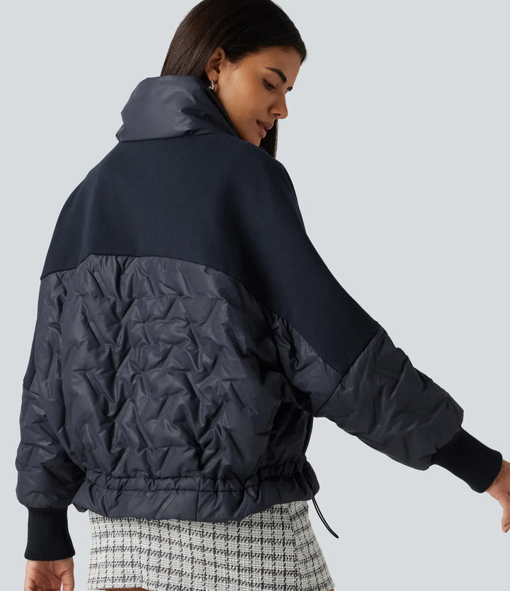 High Neck Long Sleeve Casual Padded Jacket with Pockets