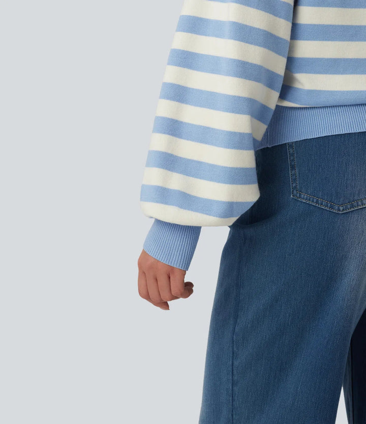 Round Neck Long Sleeve Stripe Casual Jumper