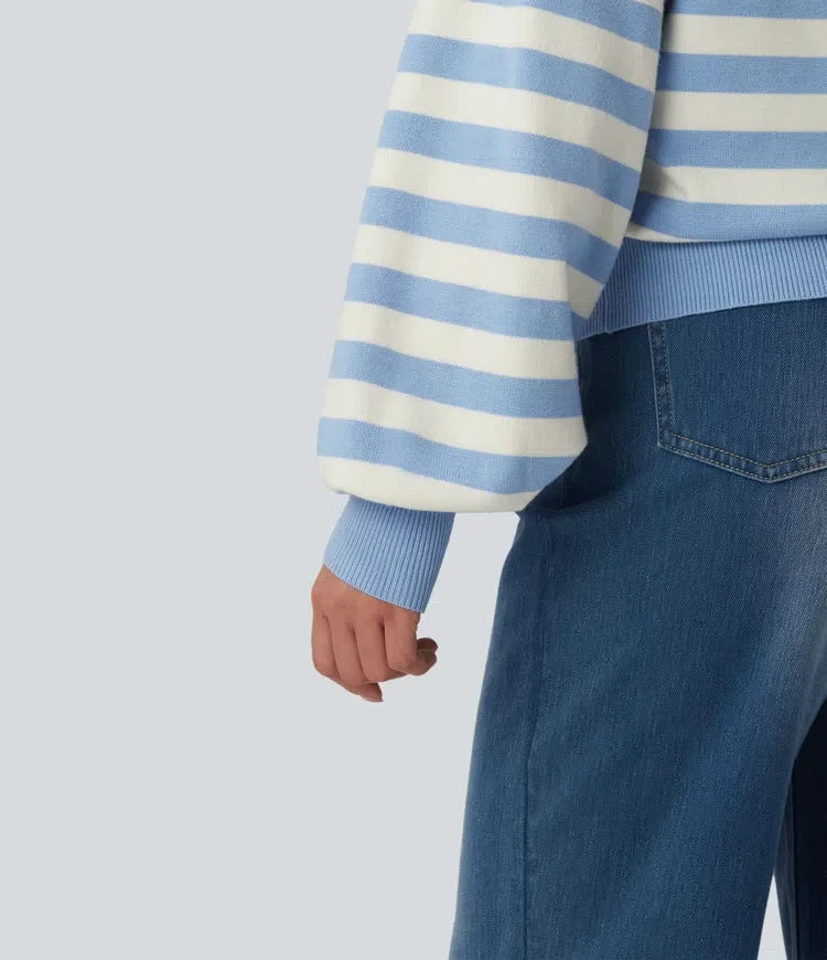 Round Neck Long Sleeve Stripe Casual Jumper