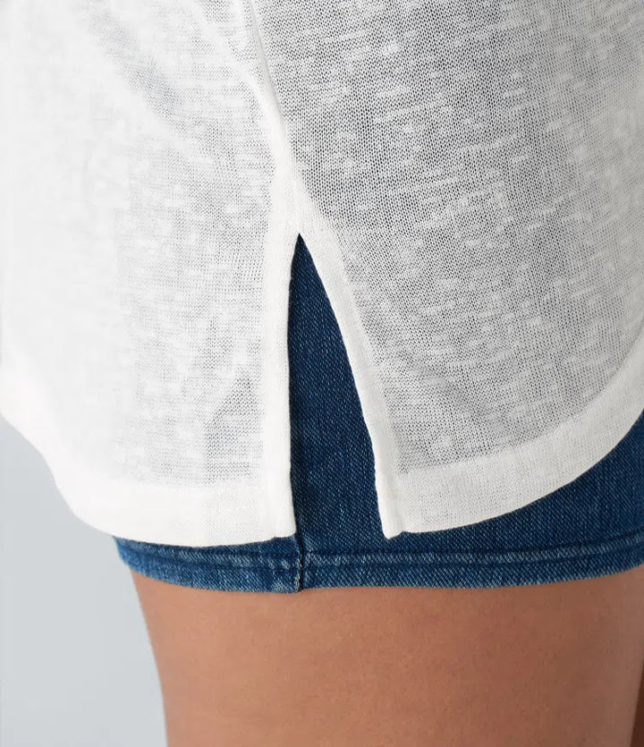 Asymmetric Split Hem Sheer Oversize Casual Top