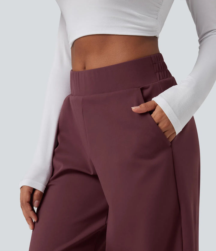 DayStretch Mid Rise Casual Barrel Leg 7/8 Trousers with Pockets