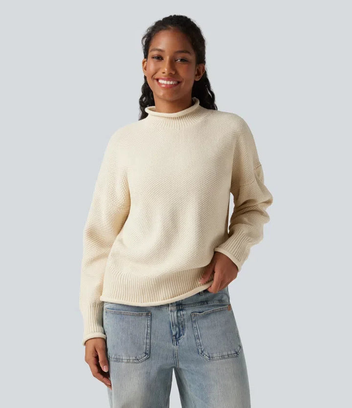 Mock-neck Long Sleeve Casual Jumper