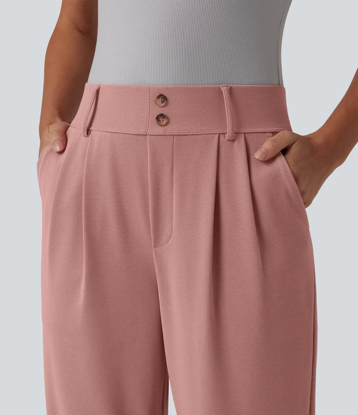 Halara Flex High Waisted Tapered Waffle Work Trousers with Pockets
