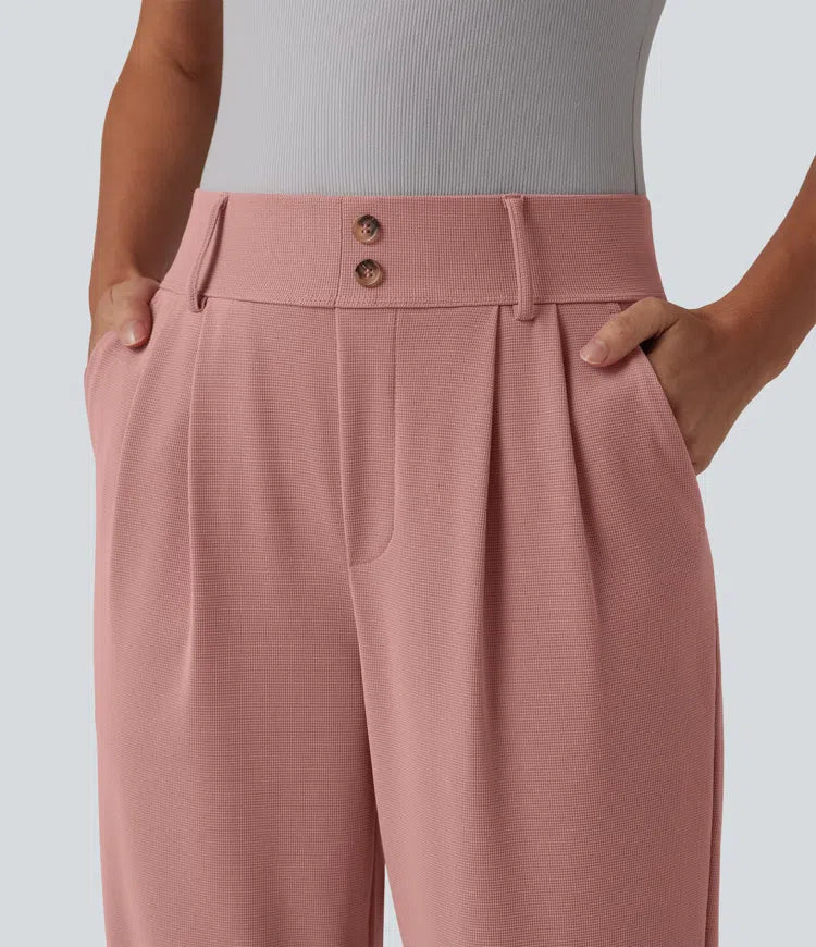 Halara Flex High Waisted Tapered Waffle Work Trousers with Pockets