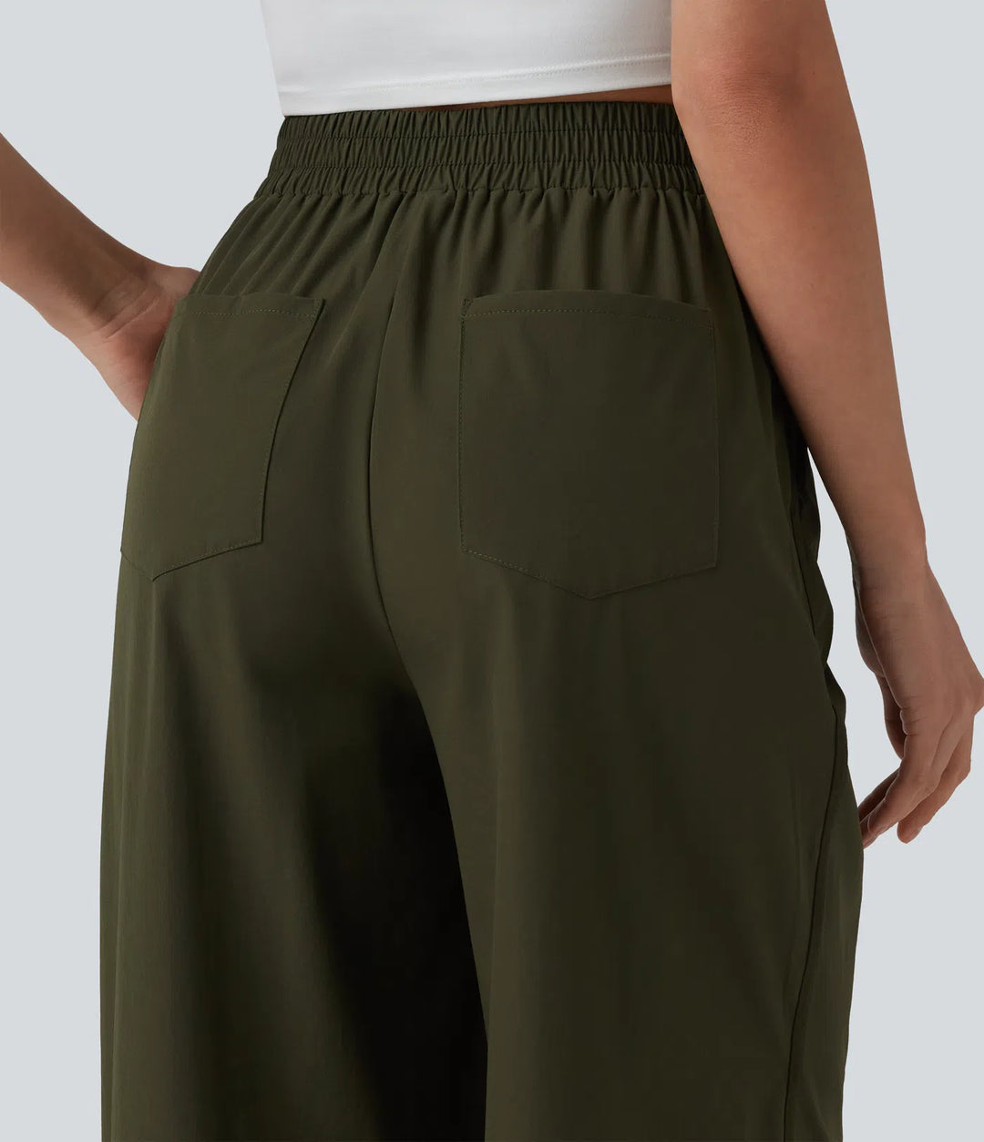 High Waisted Wide Leg Casual Trousers with Pockets