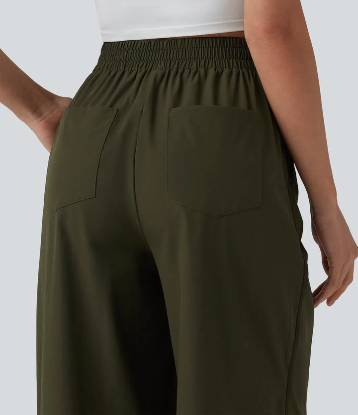 High Waisted Wide Leg Baggy Casual Trousers with Pockets