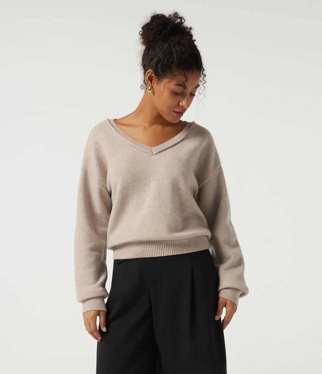 V Neck Long Sleeve Casual Jumper
