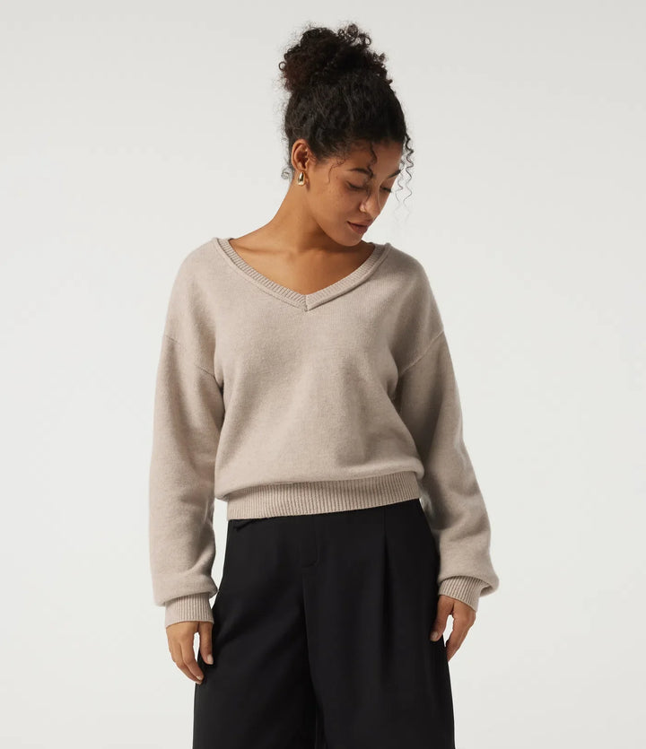 V Neck Long Sleeve Casual Jumper