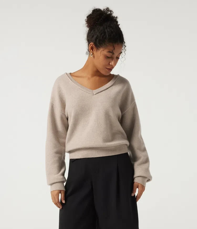 V Neck Long Sleeve Casual Jumper