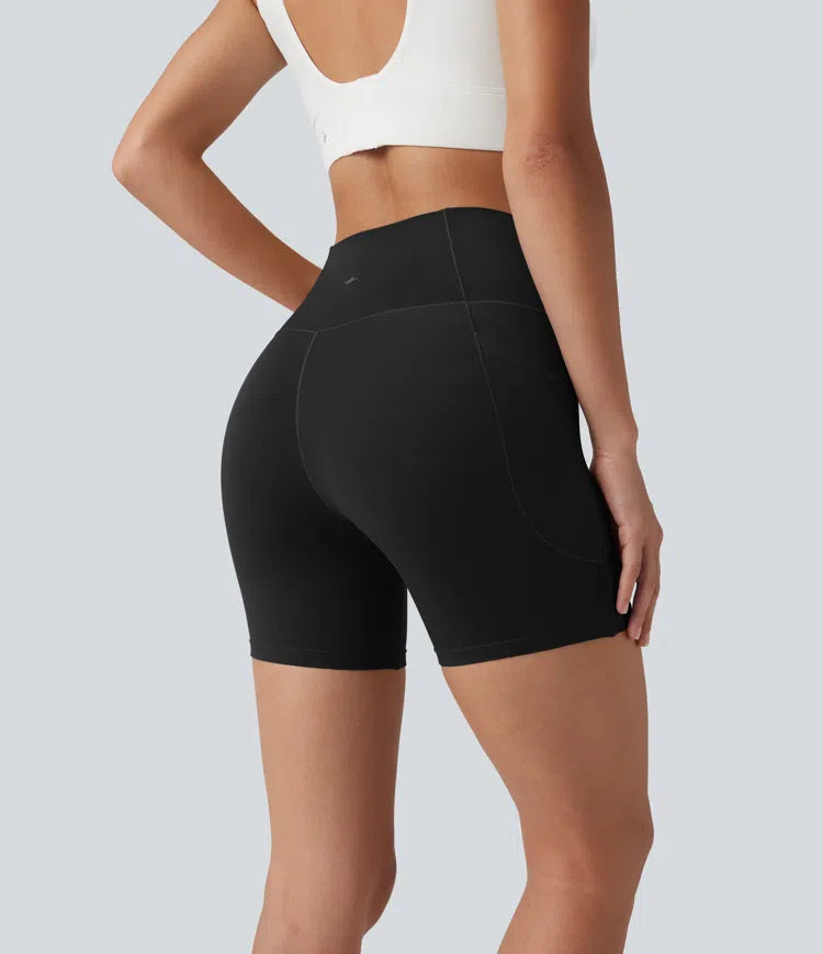 SoftlyZero High Waisted Crossover Yoga Biker Shorts 5&