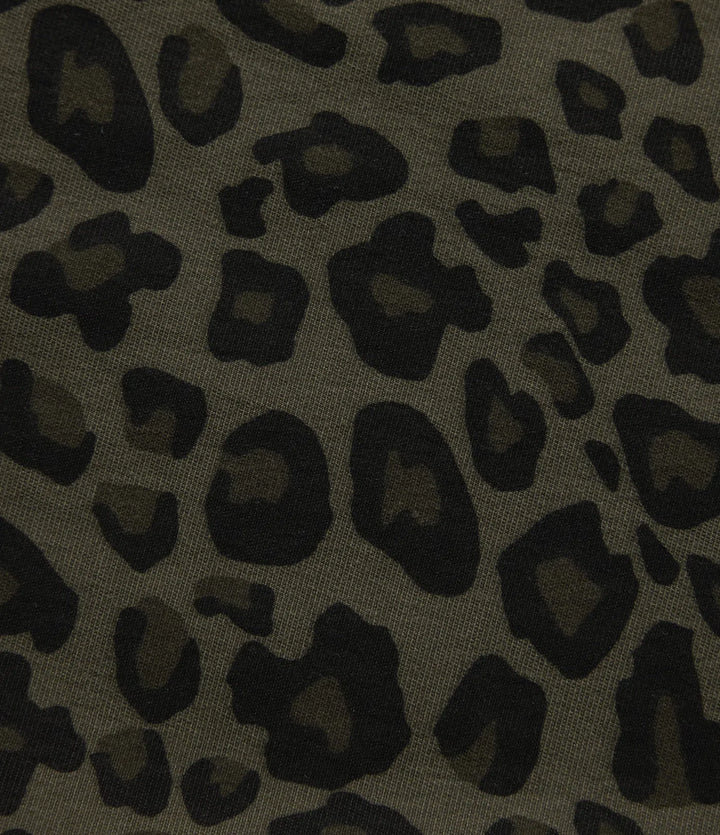 Mid Rise Wide Leg Baggy Leopard Print Casual Trousers with Pockets