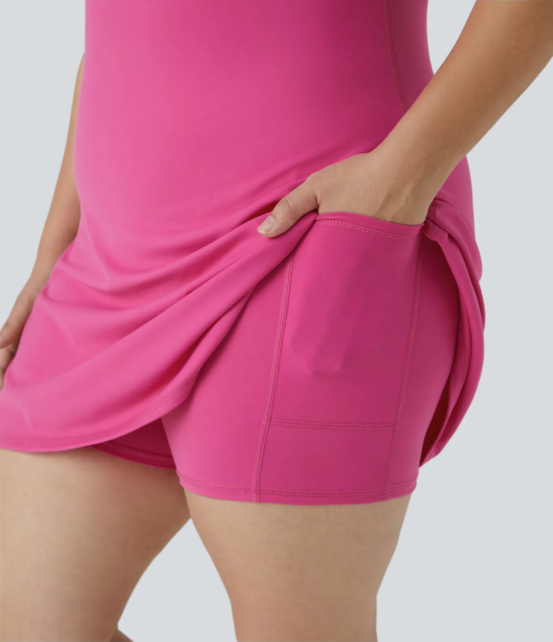 Everyday Softlyzero Plush Backless 2-in-1 Flare Workout Plus Size Dress-Wannabe-Easy Peezy