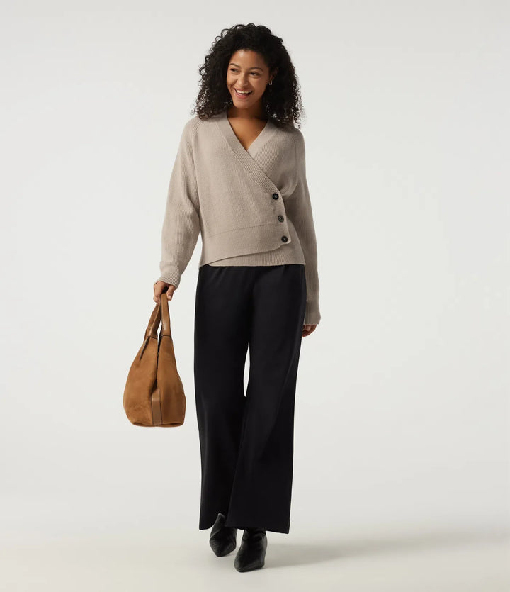 Ribbed Knit V Neck Long Sleeve Work Jumper