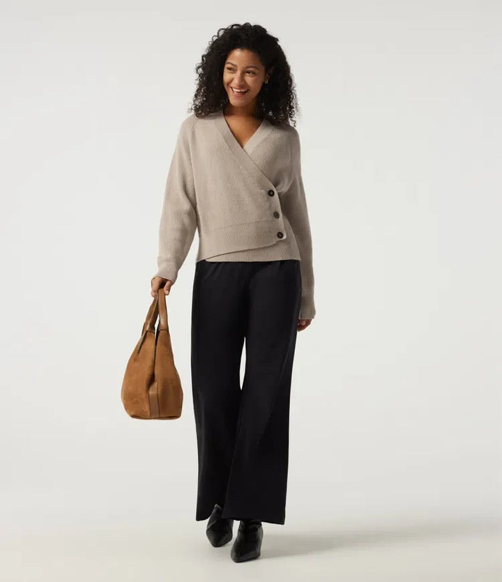 Ribbed Knit V Neck Long Sleeve Work Jumper