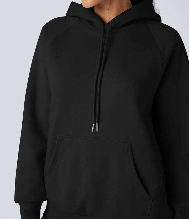 Hooded Drawstring Long Sleeve Fleece Casual Cotton Sweatshirt with Pockets