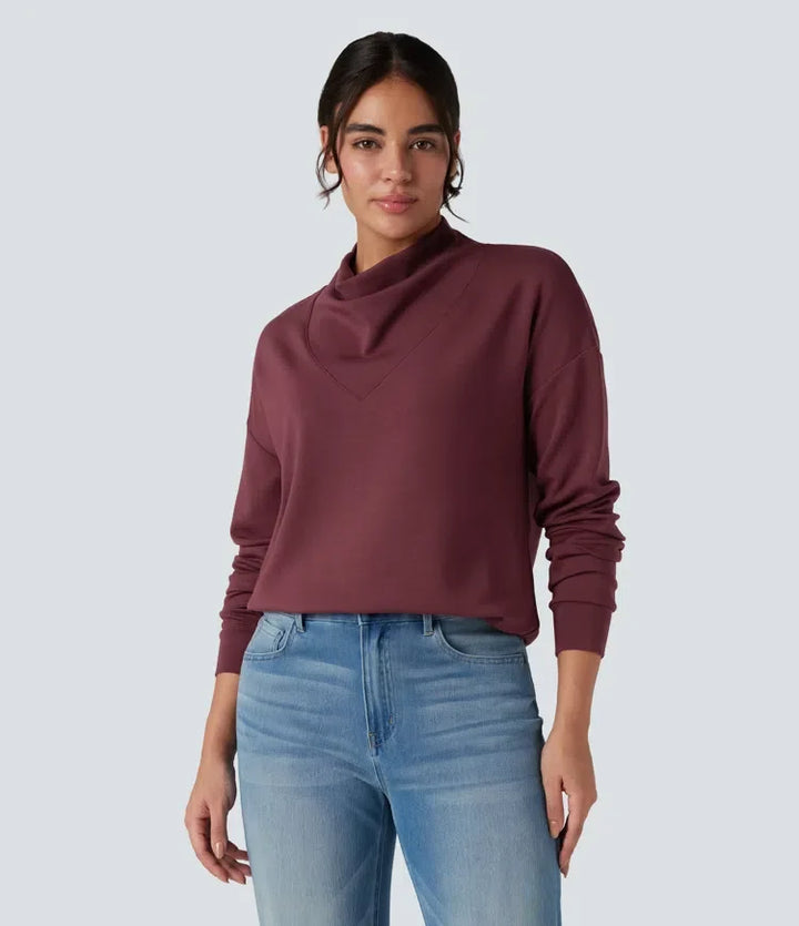 SpacerTek Cowl Neck Long Sleeve Casual Sweatshirt