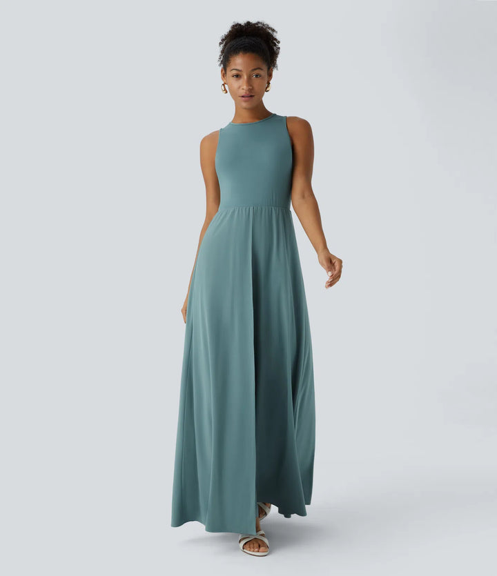 Breezeful Zipper Sleeveless Pocket Contrast Quick Dry Jumpsuit
