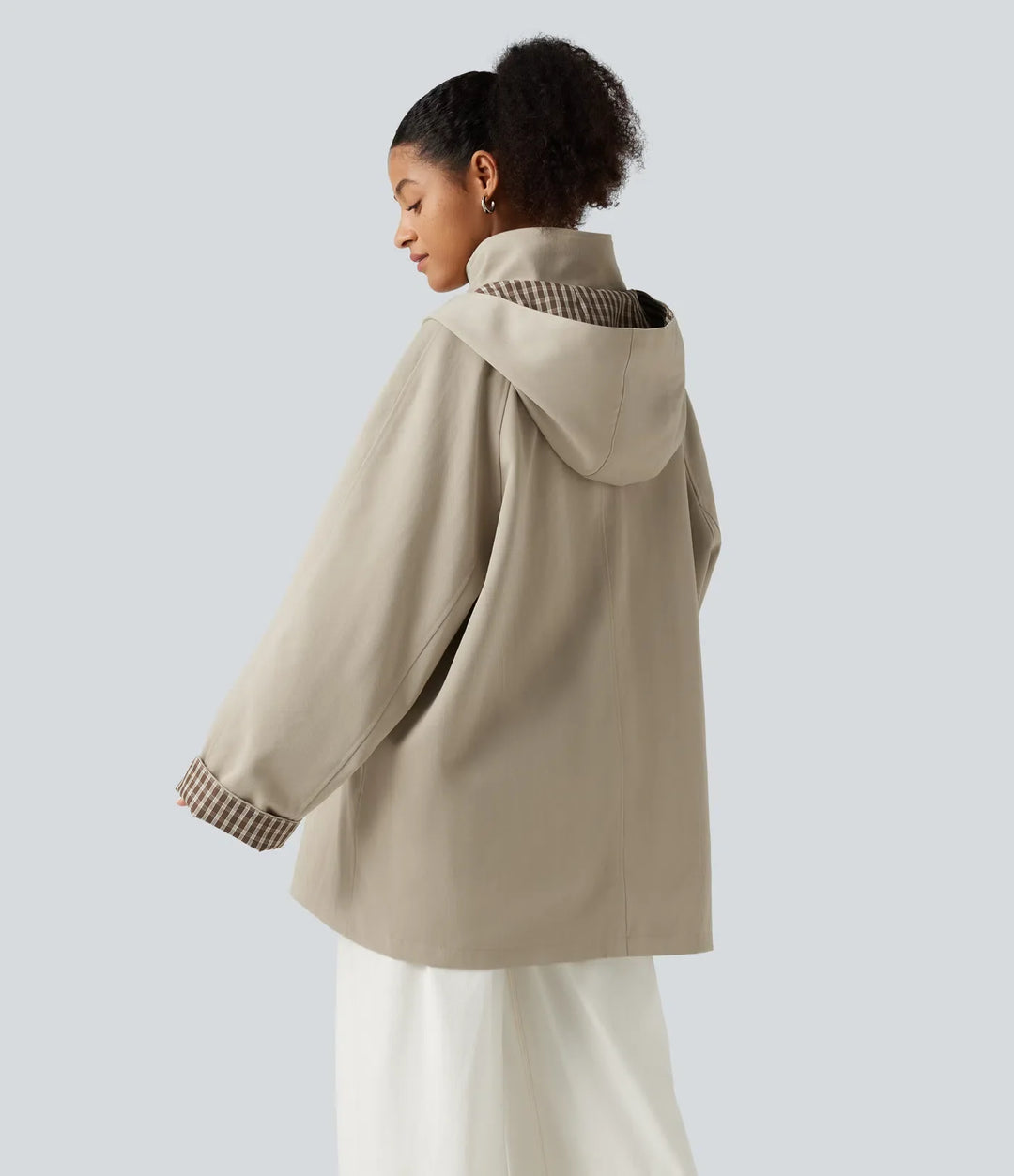 Hooded Raglan Long Sleeve Work Jacket with Pockets