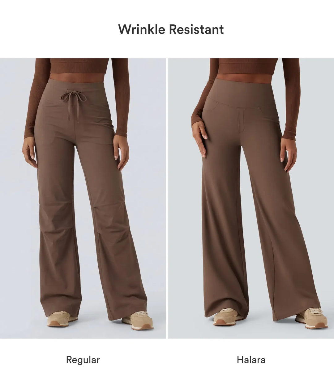 DayStretch High Waisted Tummy Control Wide Leg Baggy Yoga Trousers with Pockets