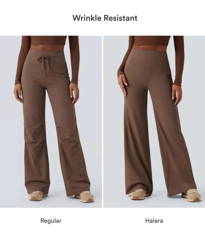 DayStretch High Waisted Tummy Control Wide Leg Baggy Yoga Trousers with Pockets