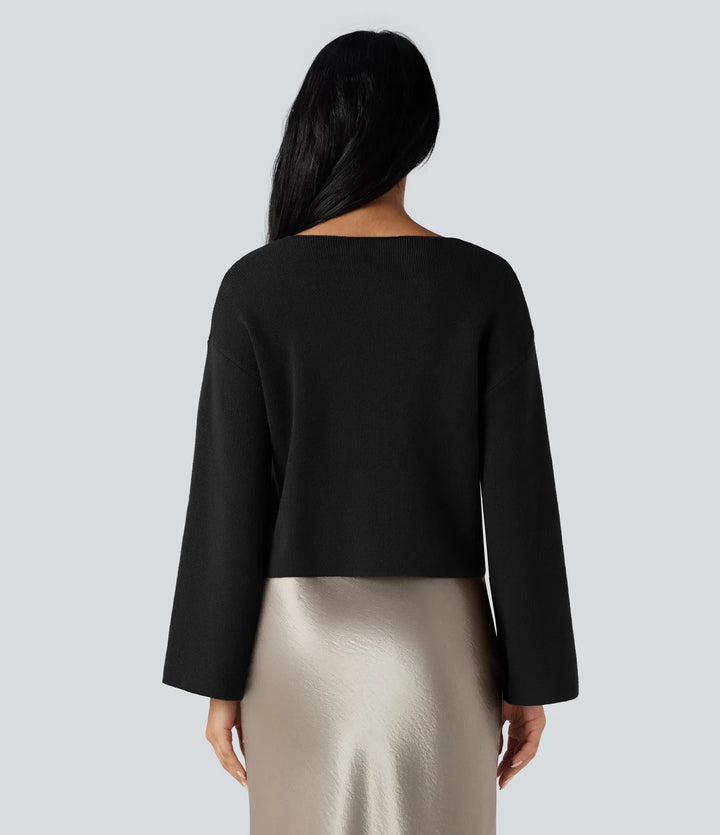 V-neck Reglan Long Sleeve Relaxed Fit Work Cardigan