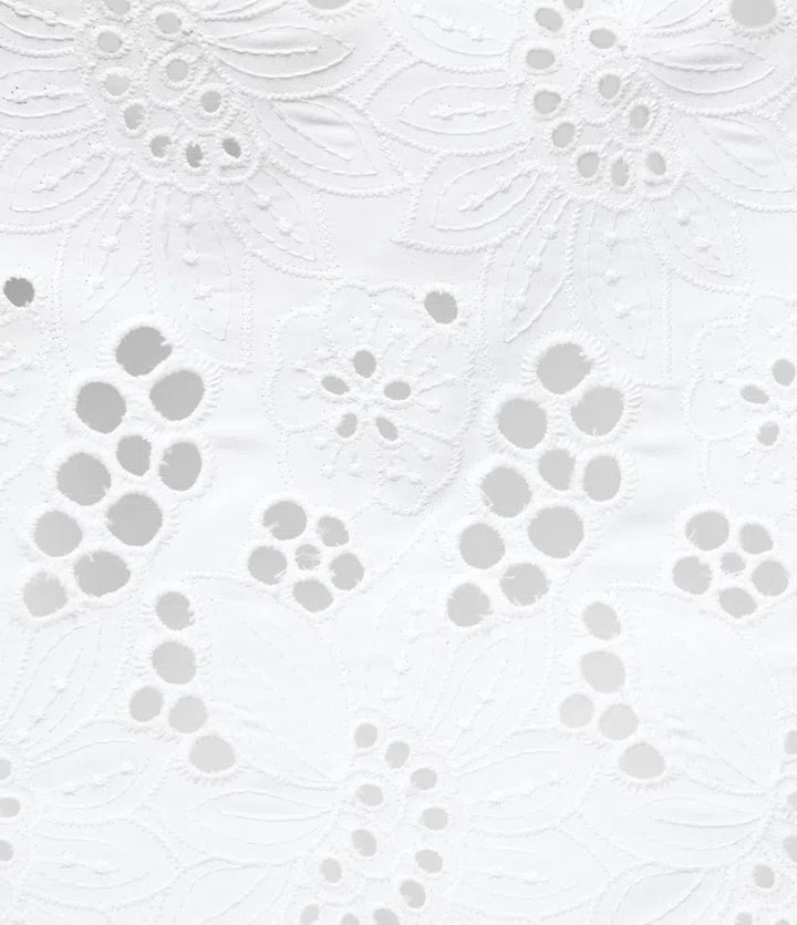 Round Neck Sleeveless Midi Embroidery Eyelet Resort Dress with Pockets
