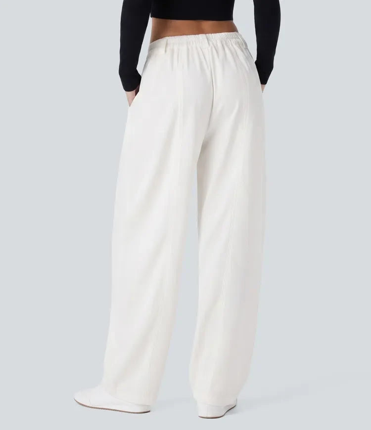 Mid Rise Pocket Barrel Leg Baggy Work Trousers