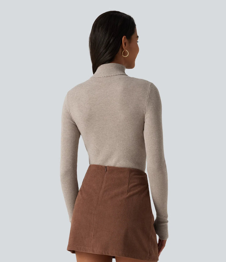 High Neck Long Sleeve Thumb Hole Work Jumper