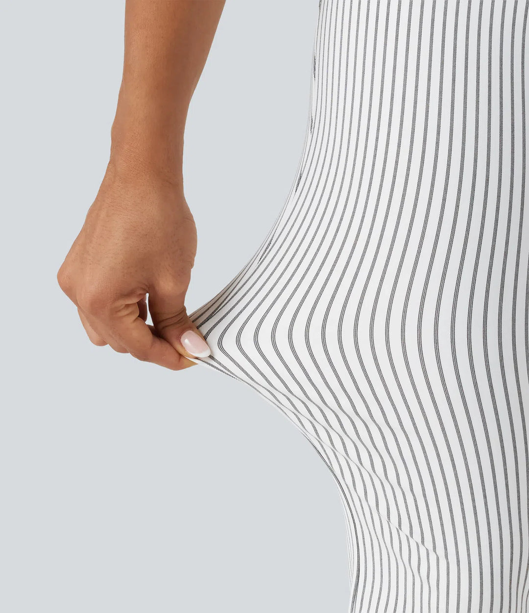 High Waisted Drawstring Stripe Flare Yoga Trousers with Pockets