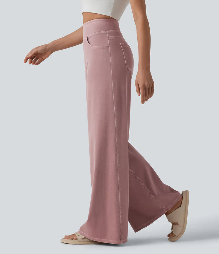 Halara Flex High Waisted Wide Leg colourful Casual Jeans with Pockets