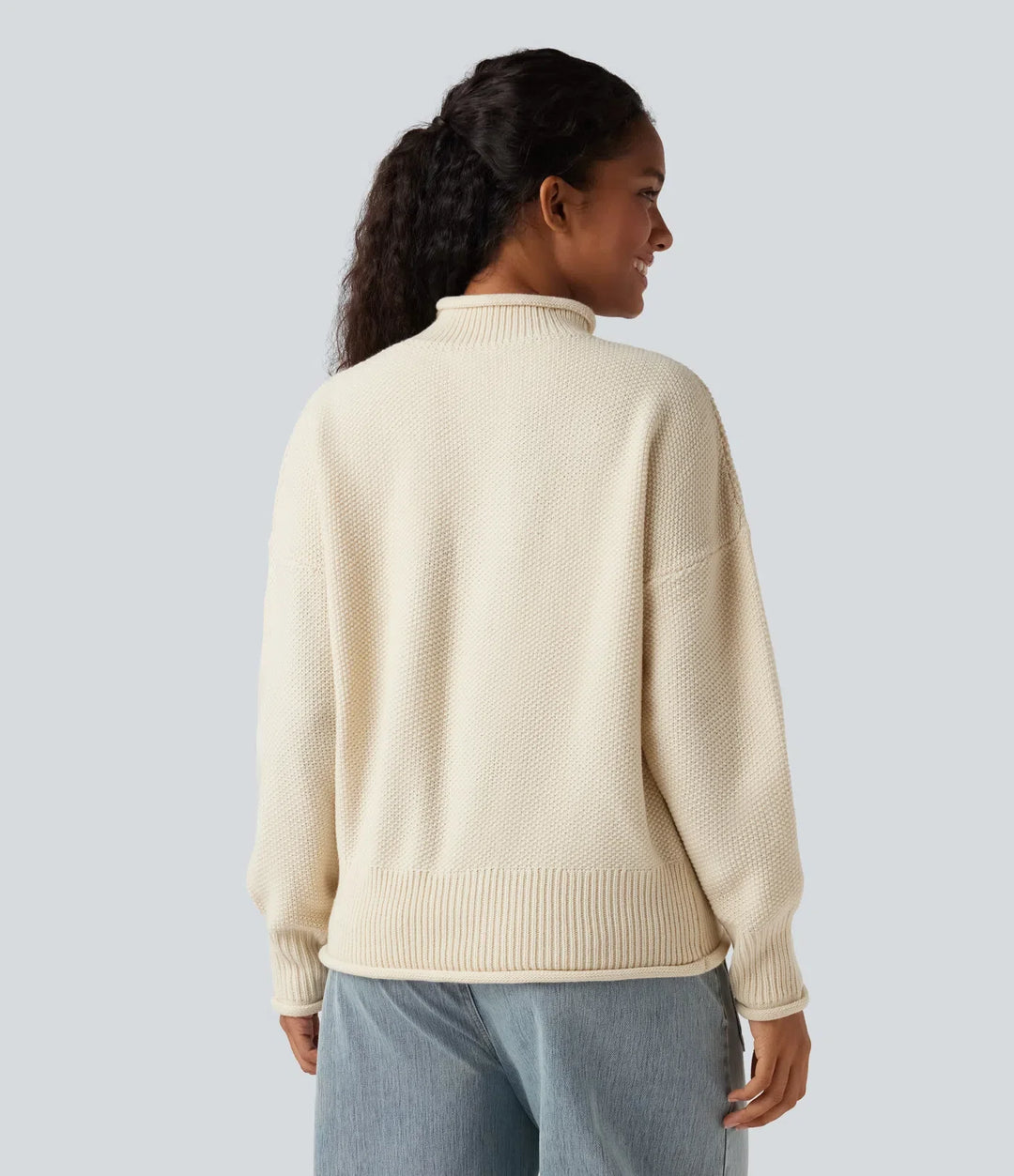 Mock-neck Long Sleeve Casual Jumper