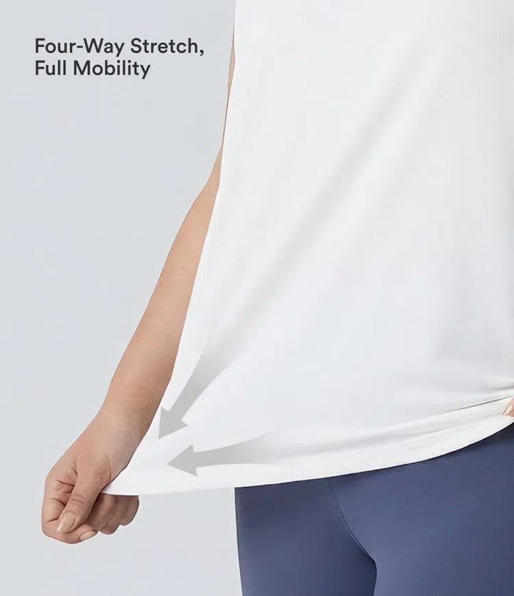 Plus Size Round Neck InstantCool Yoga Tank Top-UPF50+