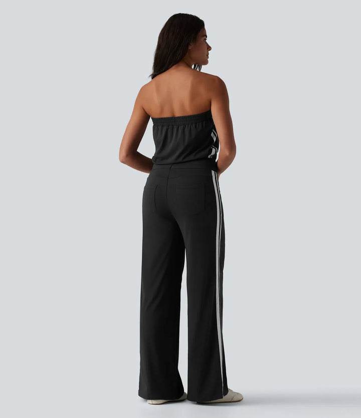 SoftlyZero QuickDry Tube Side Stripes Casual Jumpsuit with Pockets-Easy Peezy
