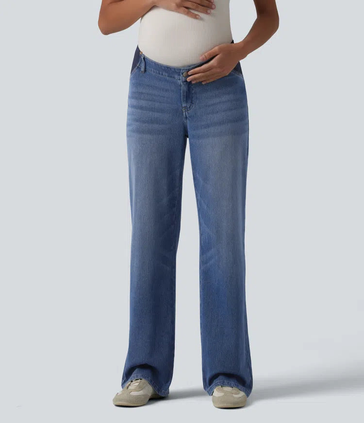 Halara Flex Mid Rise Straight Leg Maternity Casual Jeans with Pockets